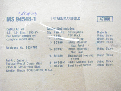 Fel-pro MS94548-1 Intake Manifold Gasket Set #2 1990-1995 Cadillac 4.5L 4.9L V8