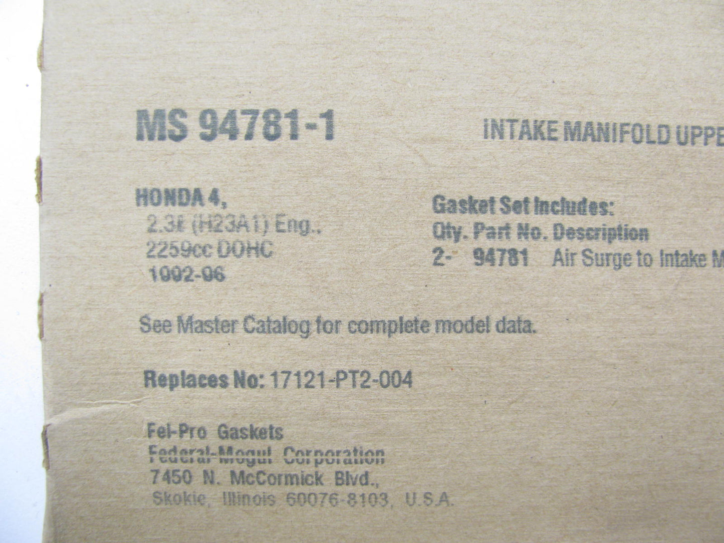 Fel-pro MS94781-1 Fuel Injection Plenum Collector Gasket Set