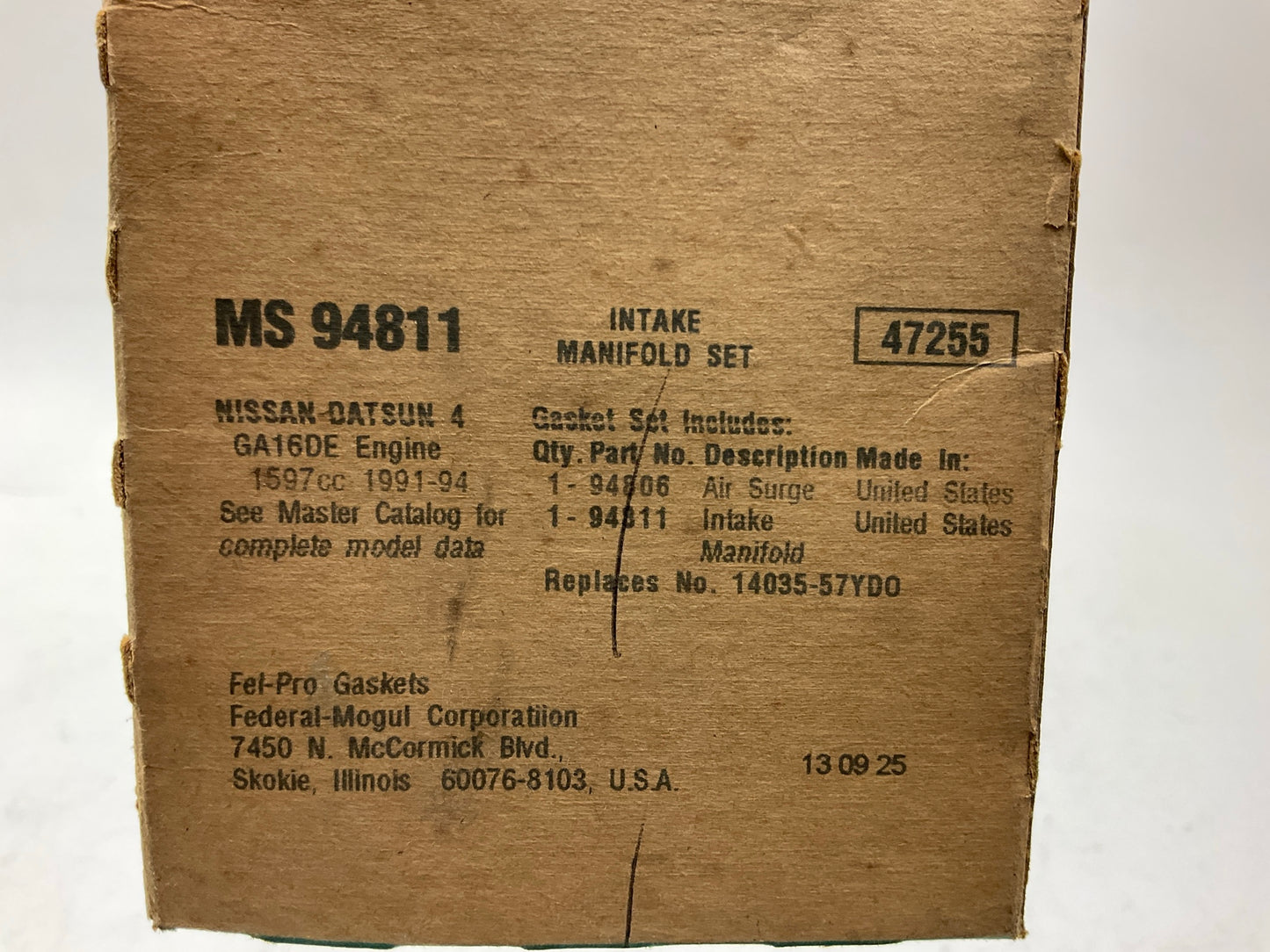 Fel-pro MS94811 Engine Intake Manifold Gasket Set For 1991-94 Nissan Sentra 1.6L