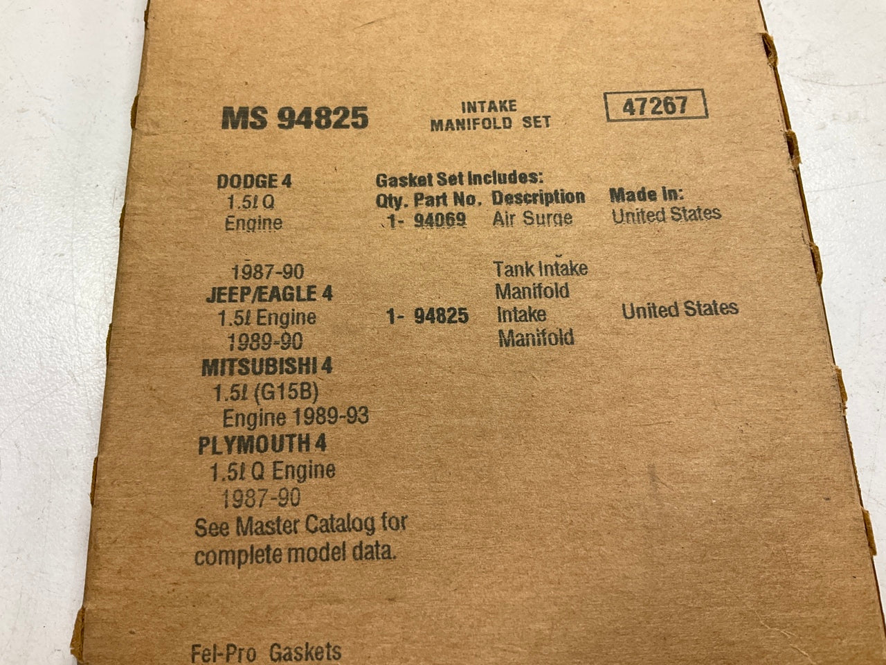 FEL-PRO MS94825 Intake Manifold Upper Gasket Set For 88-94 Dodge 1.5L L4