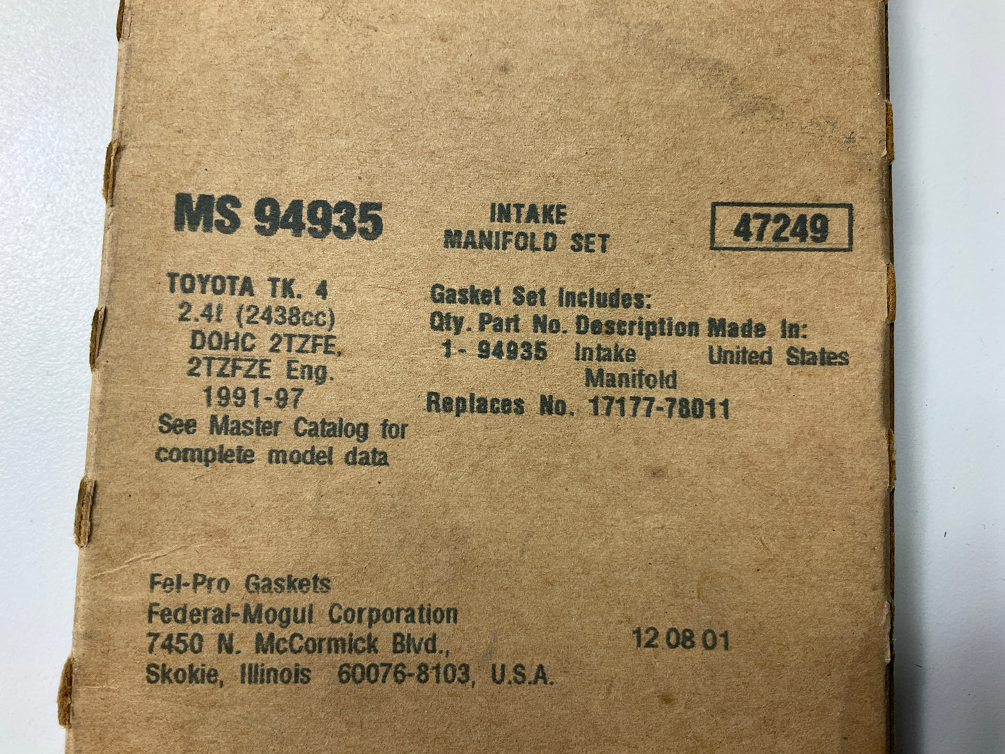 Fel-pro MS94935 Engine Intake Manifold Gasket for 1991-1997 Toyota Previa 2.4L