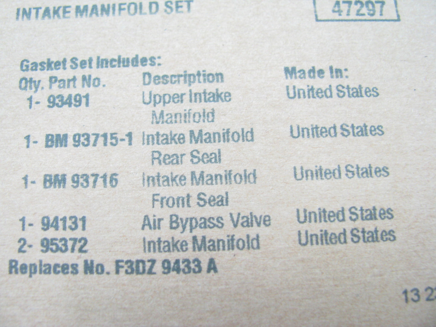 Fel-pro MS95372 Upper Lower Intake Manifold Gasket Set 1986-01 Ford 3.0L OHV V6