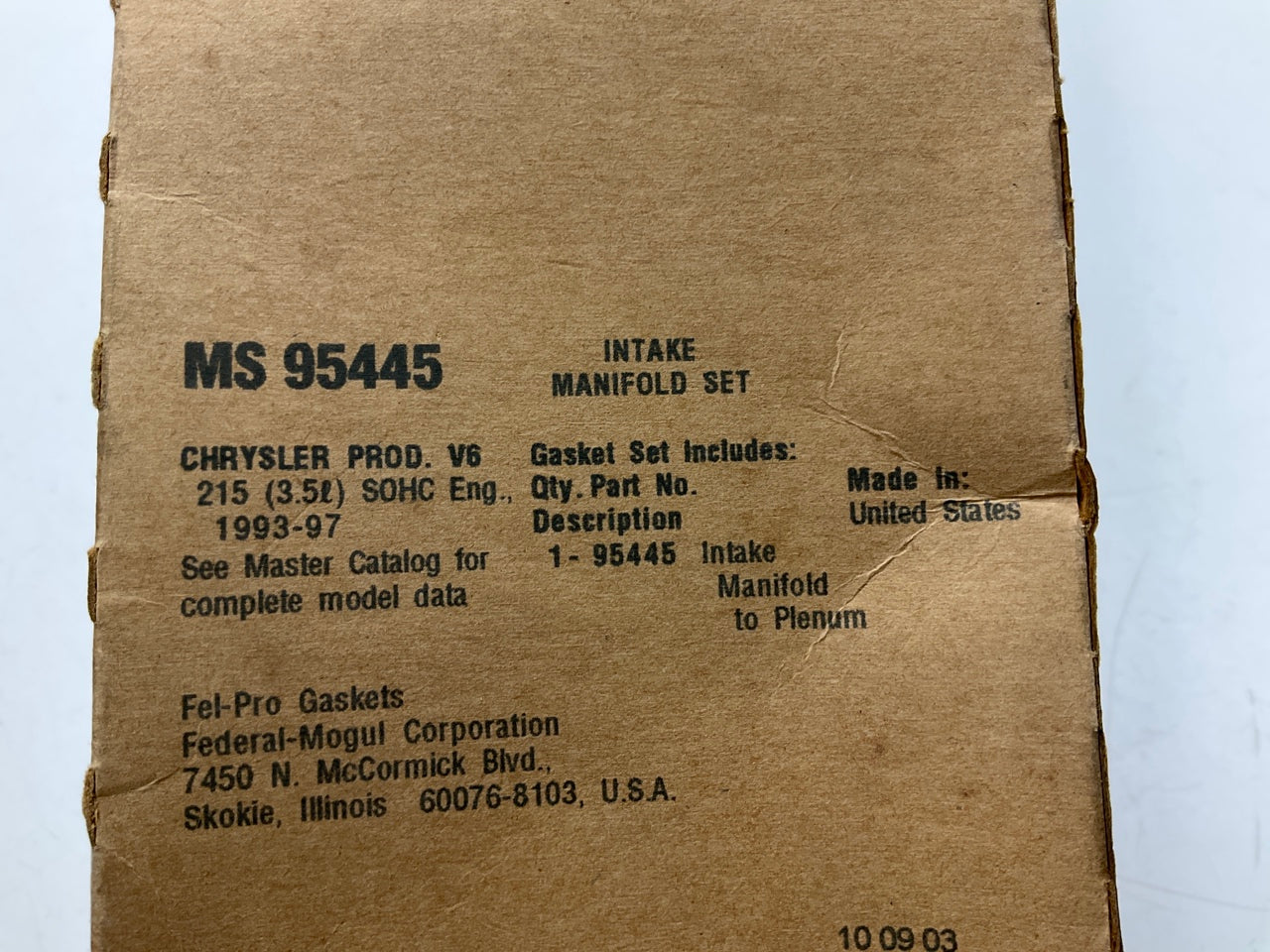 FEL-PRO MS95445 Fuel Injection Plenum Upper Gasket For 1993-97 Chrysler 3.5L-V6