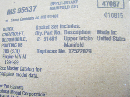 FEL-PRO MS95537 Engine Intake Manifold Upper Gasket Set - 93-99 GM 3.1L V6 OHV
