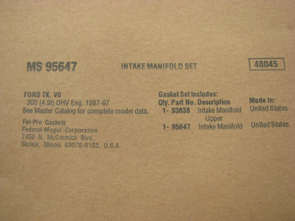 Fel-pro MS95647 Intake Manifold Gasket Set - 1987-1996 Ford 4.9L 300 L6 Inline-6