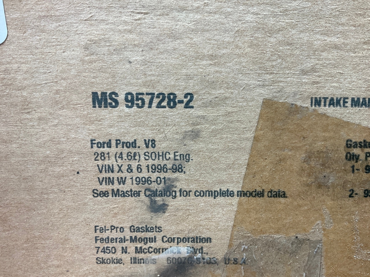 Fel-pro MS95728-2 Engine Intake Manifold Gasket Set For 1996-2000 Ford 4.6L V8