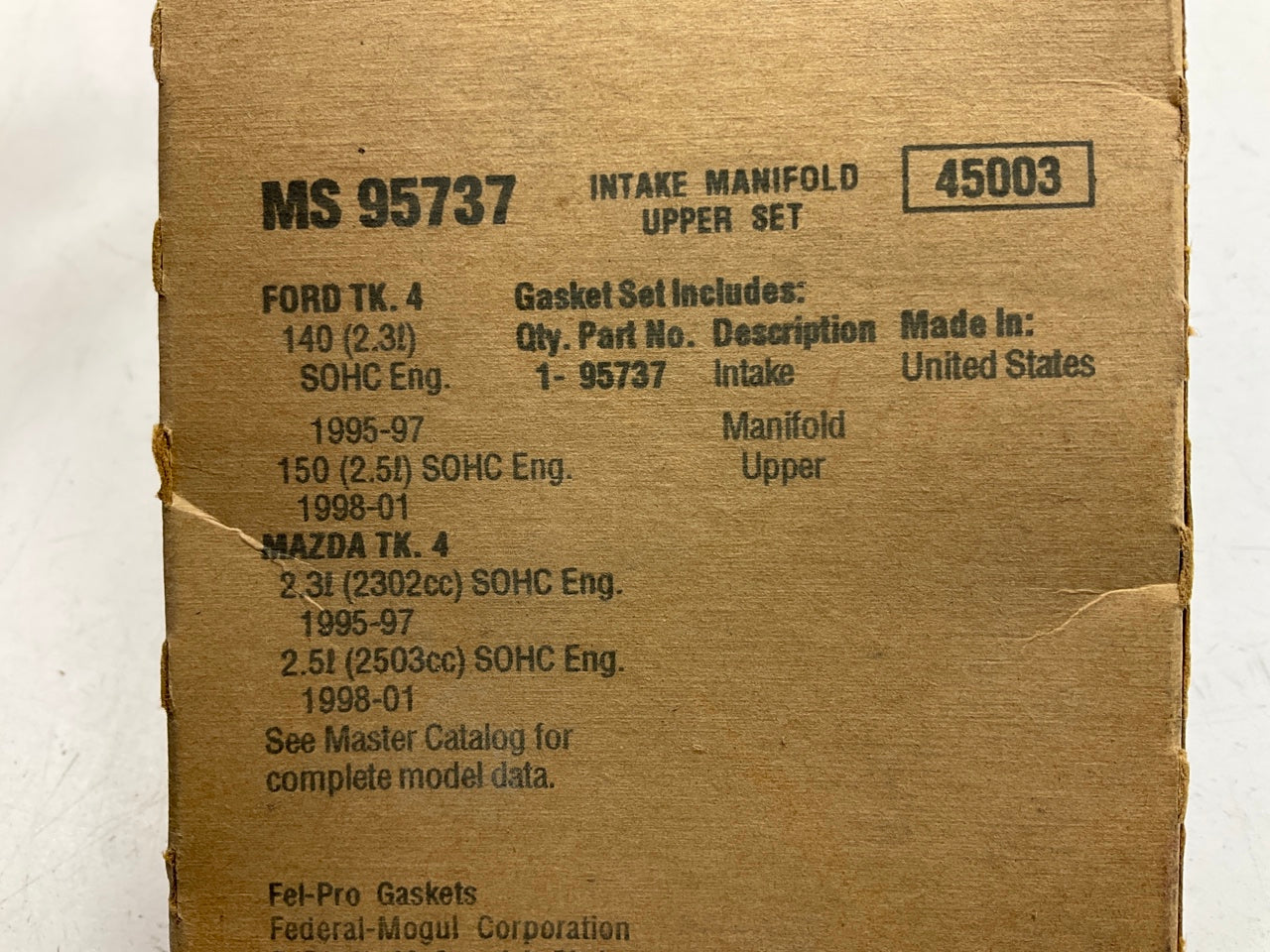 FEL-PRO MS95737 Fuel Injection Plenum Upper Gasket 95-01 Ford Mazda 2.3L 2.5L L4
