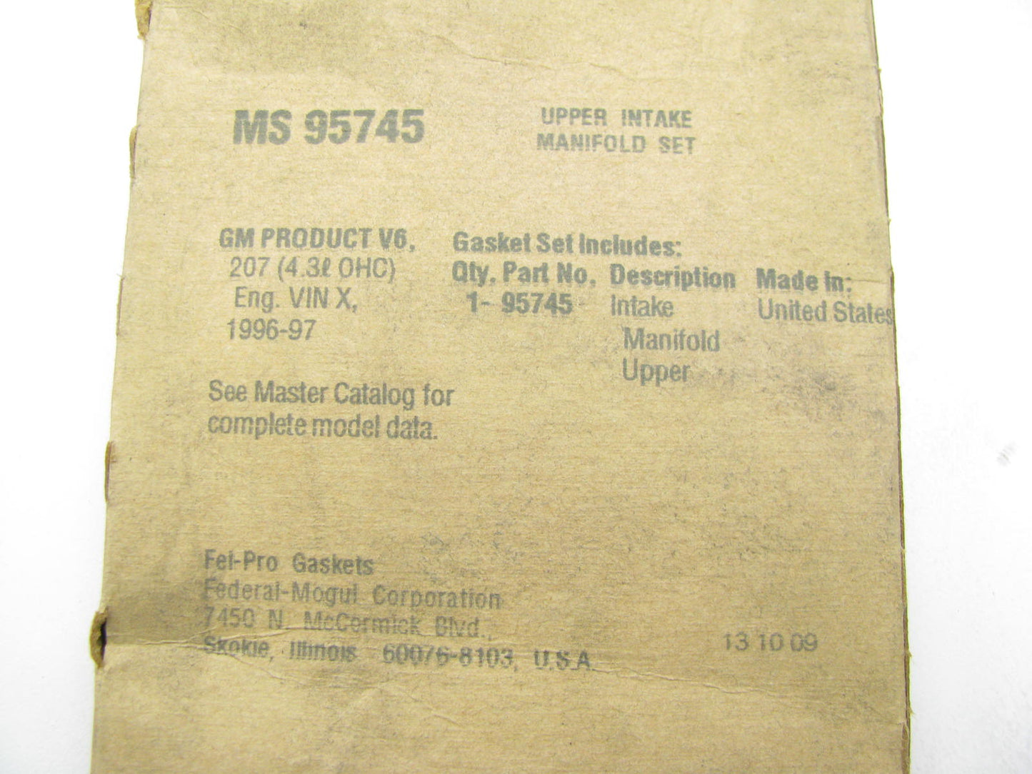 Fel-Pro MS95745 UPPER Intake Fuel Injection Plenum Gasket - 1996-1997 GM 3.4L V6