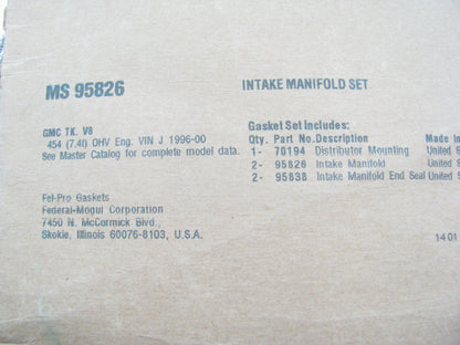 Fel-pro MS95826 Engine Intake Manifold Gasket Set 96-2000 GMC Chevy 454 7.4L V8