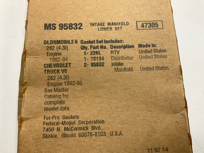 Fel-Pro MS95832 Lower Intake Manifold Gasket Set - 1992-1995 Chevy GMC 4.3L V6