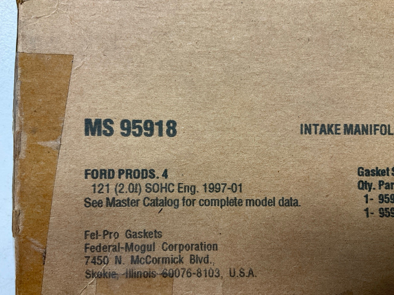 Fel-pro MS95918 Intake Manifold Gasket  - 1997-2002 Escort 1997-1999 Tracer 2.0L