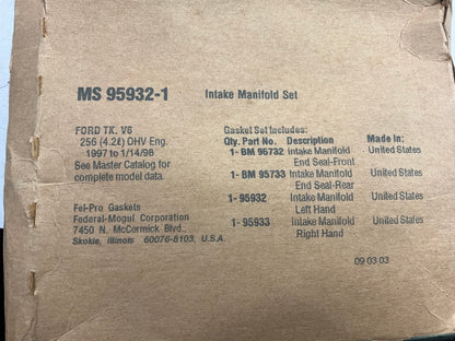 Fel-Pro MS95932-1 Lower Intake Manifold Gasket Set 97-98 Ford F-150 E150 4.2L V6