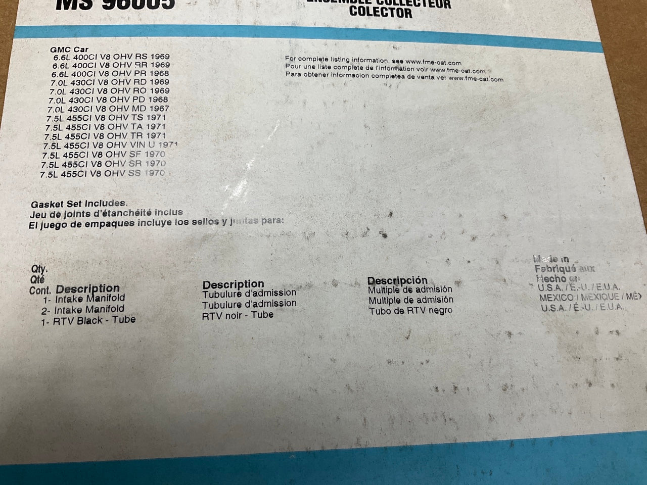 Fel-Pro MS96005 Valley Pan Gasket Set For 1967-1971 Buick 400 430 455-V8