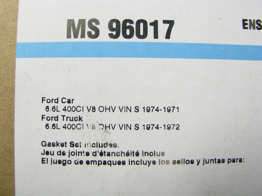 Fel-pro MS96017 Valley Pan Intake Manifold Gasket Set - 1971-1974 Ford 400-V8