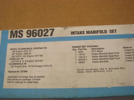 Fel-pro MS96027 Valley Pan Gasket Set For 1973-1984 Chevrolet 260 307 350 403