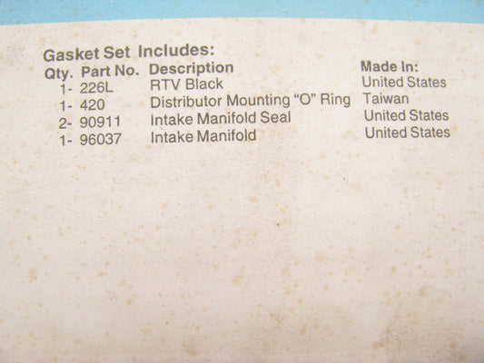 Fel-Pro MS96037 Intake Manifold Valley Pan Gasket Set 80-87 Buick 3.0L 3.8L 4.1L