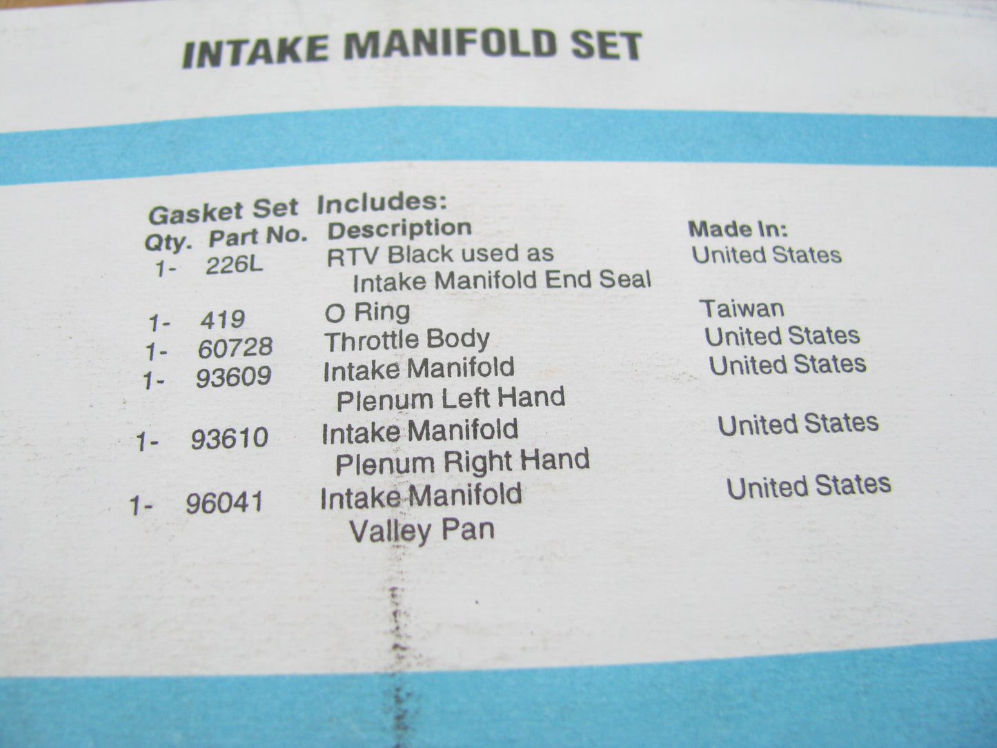 Fel-Pro MS96041 Intake Manifold Gasket Set - GM 87-89 173 2.8L, GM 189 3.1L V6