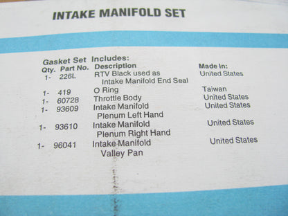Fel-Pro MS96041 Intake Manifold Gasket Set - GM 87-89 173 2.8L, GM 189 3.1L V6