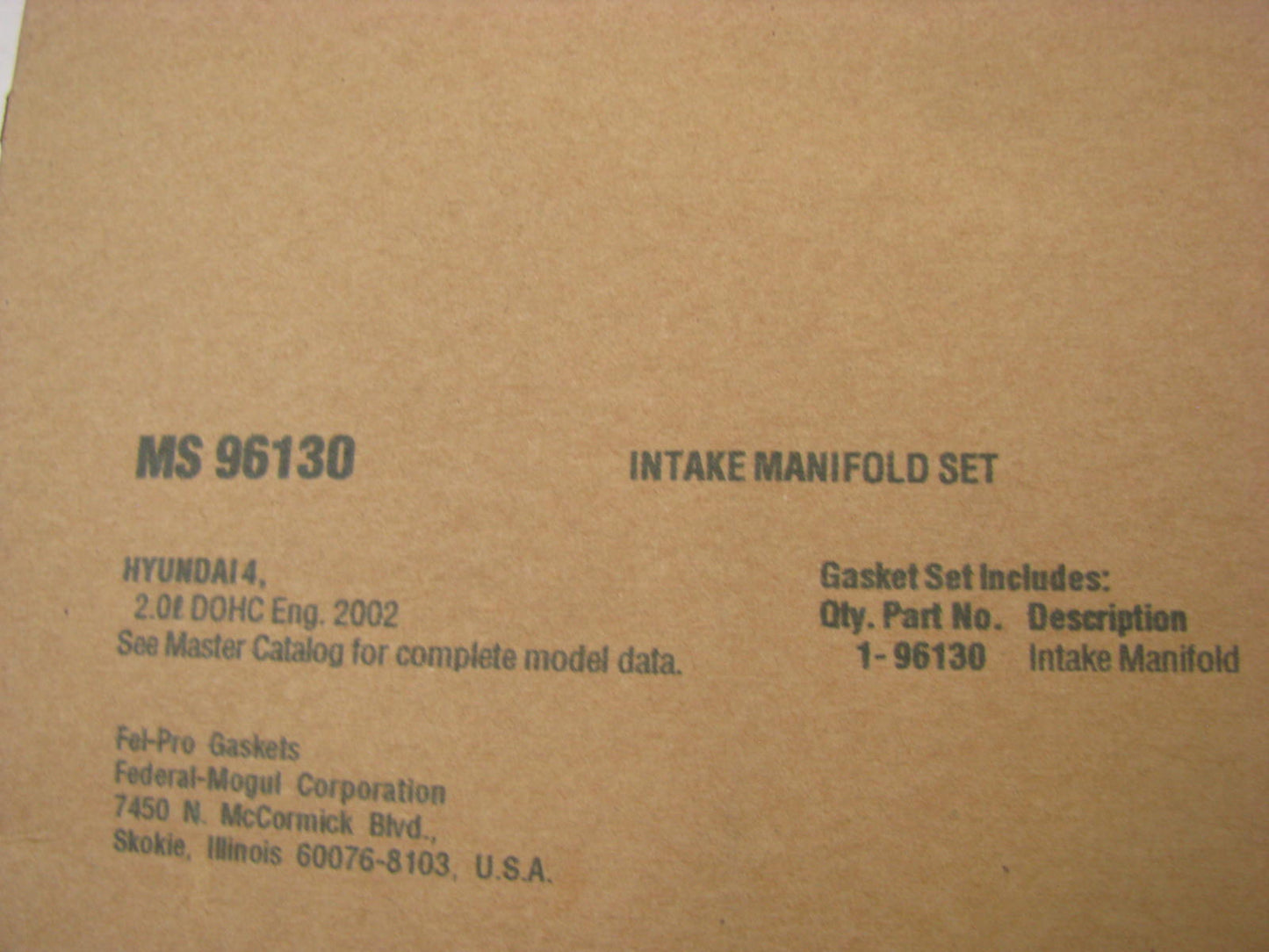 Fel-pro MS96130 Engine Intake Manifold Gasket For 03-12 Hyundai 2.0L I4