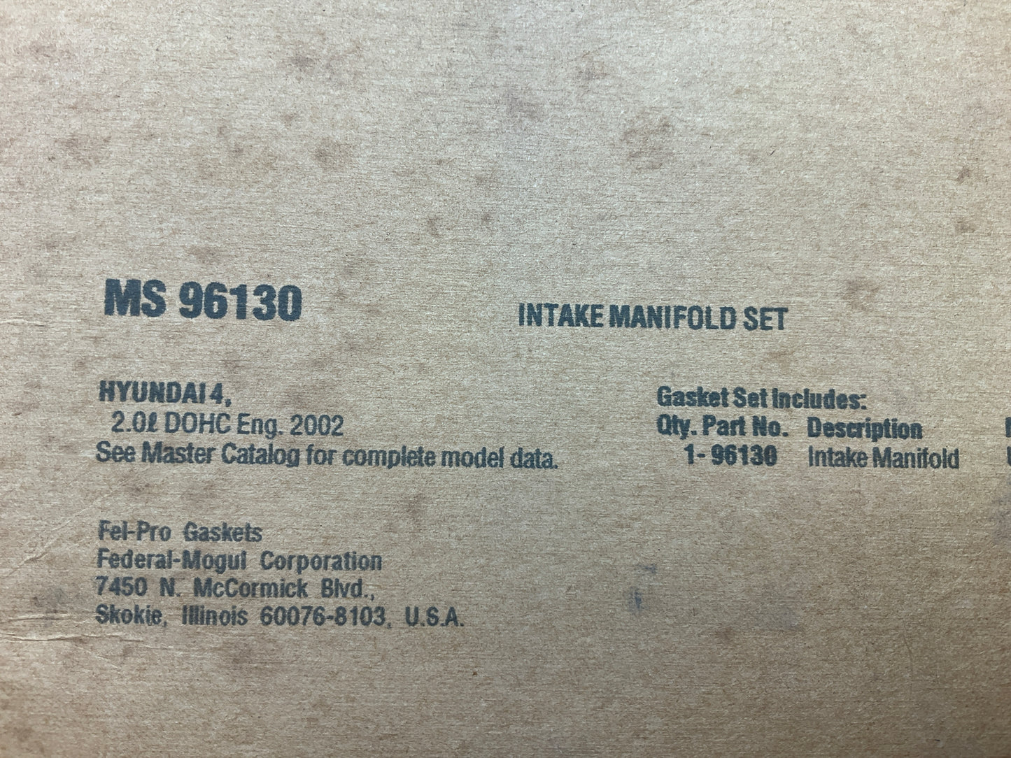 Fel-pro MS96130 Engine Intake Manifold Gasket For 03-12 Hyundai 2.0L I4