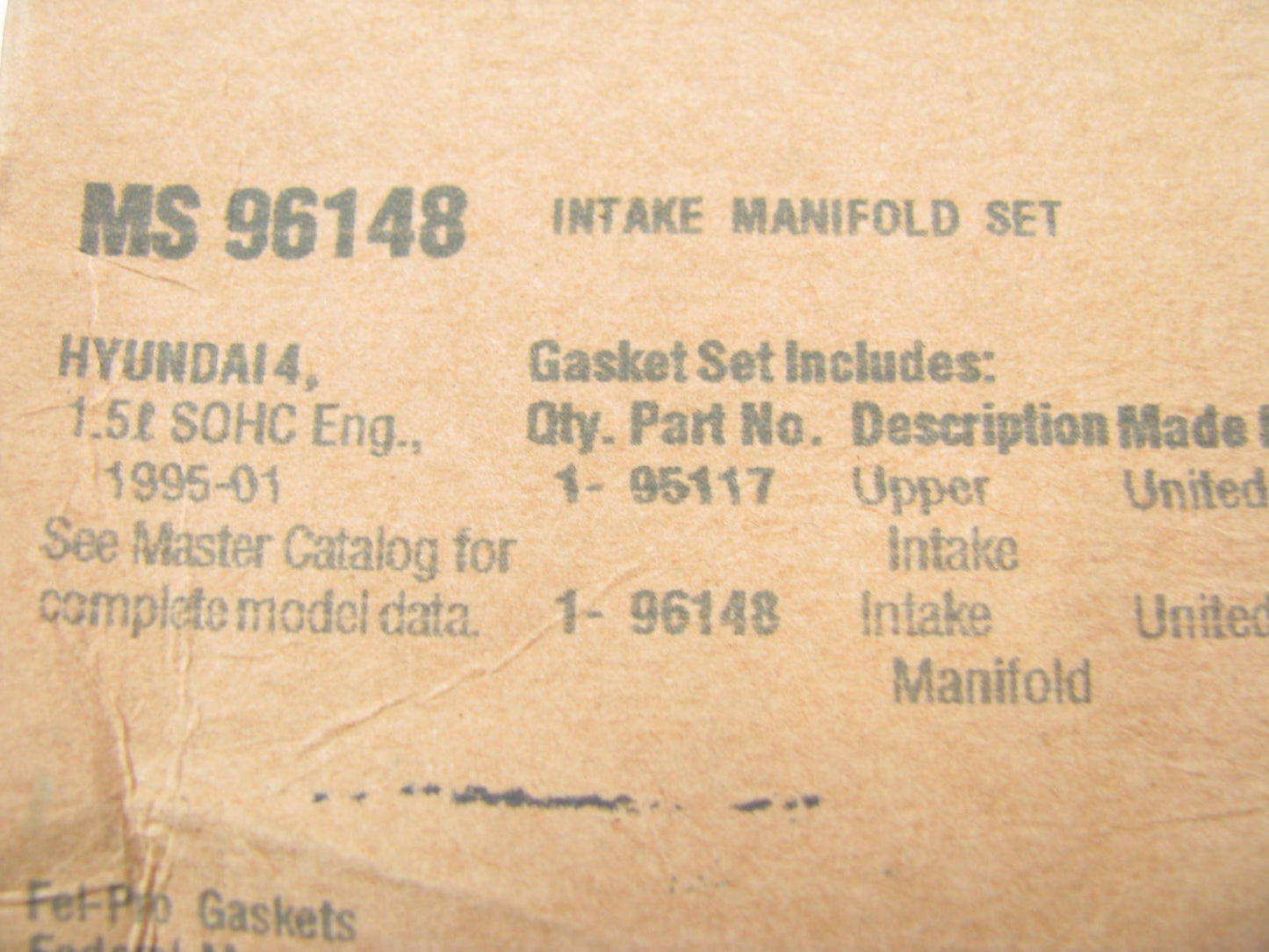 Fel-pro MS96148 Engine Intake Manifold Gasket Set For 1993-2002 Hyundai 1.5L