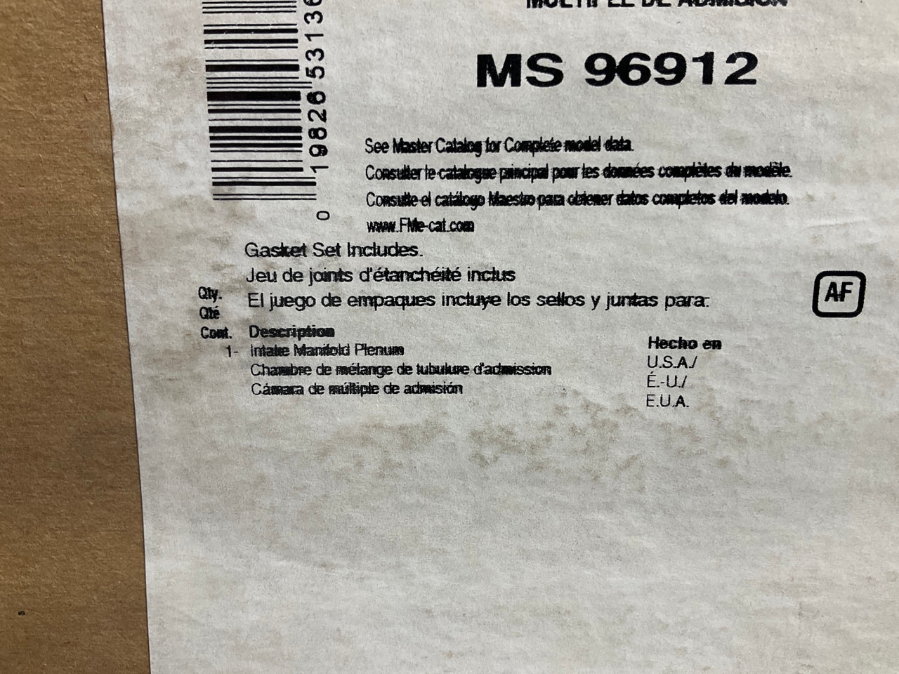 Fel-pro MS96912 Fuel Injection Plenum Gasket 01-03 Voyager 01-07 Caravan 2.4L