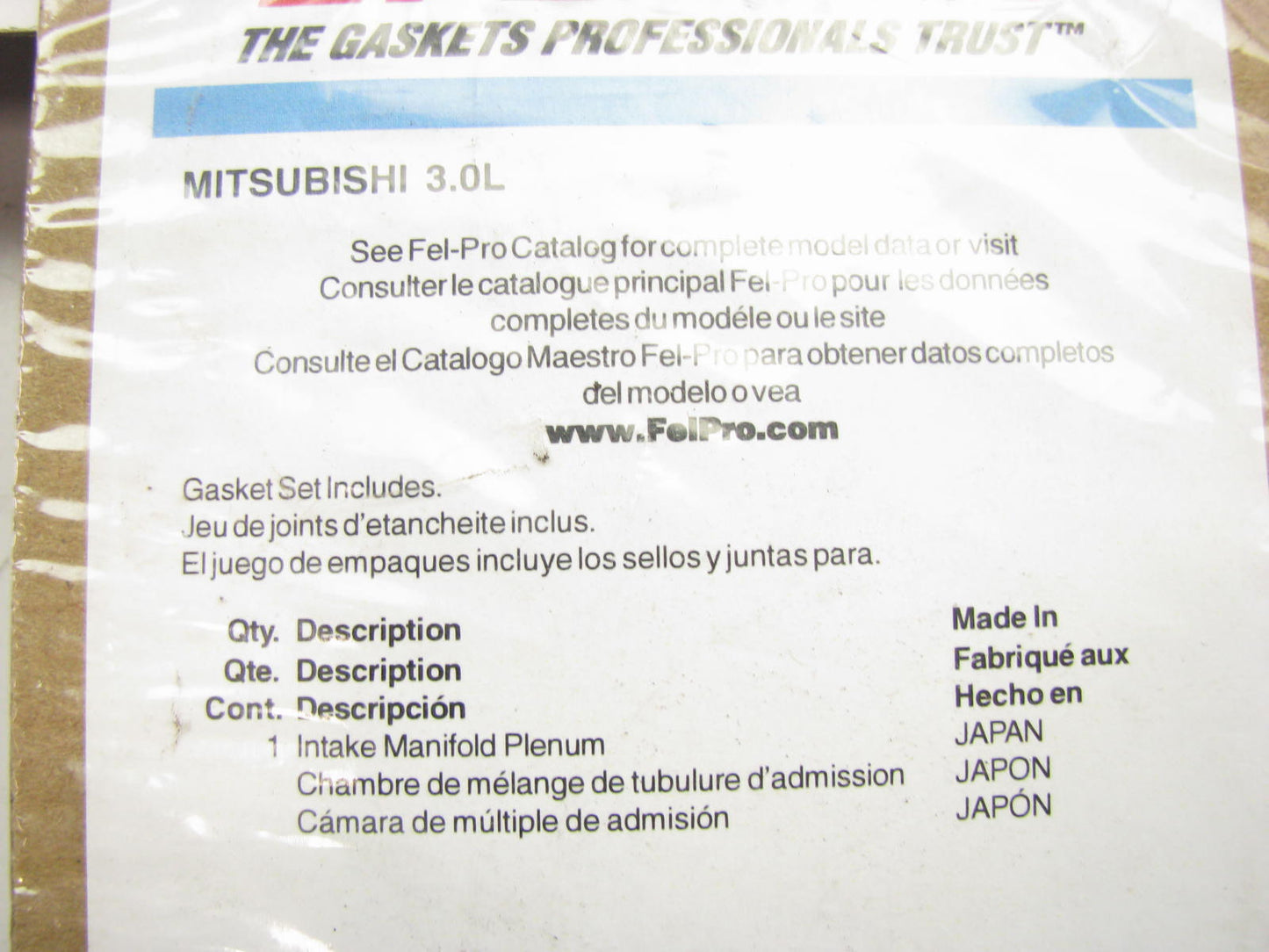 Fel-Pro MS97076 Fuel Injection Plenum Gasket 07-09 Mitsubishi Outlander 3.0L V6