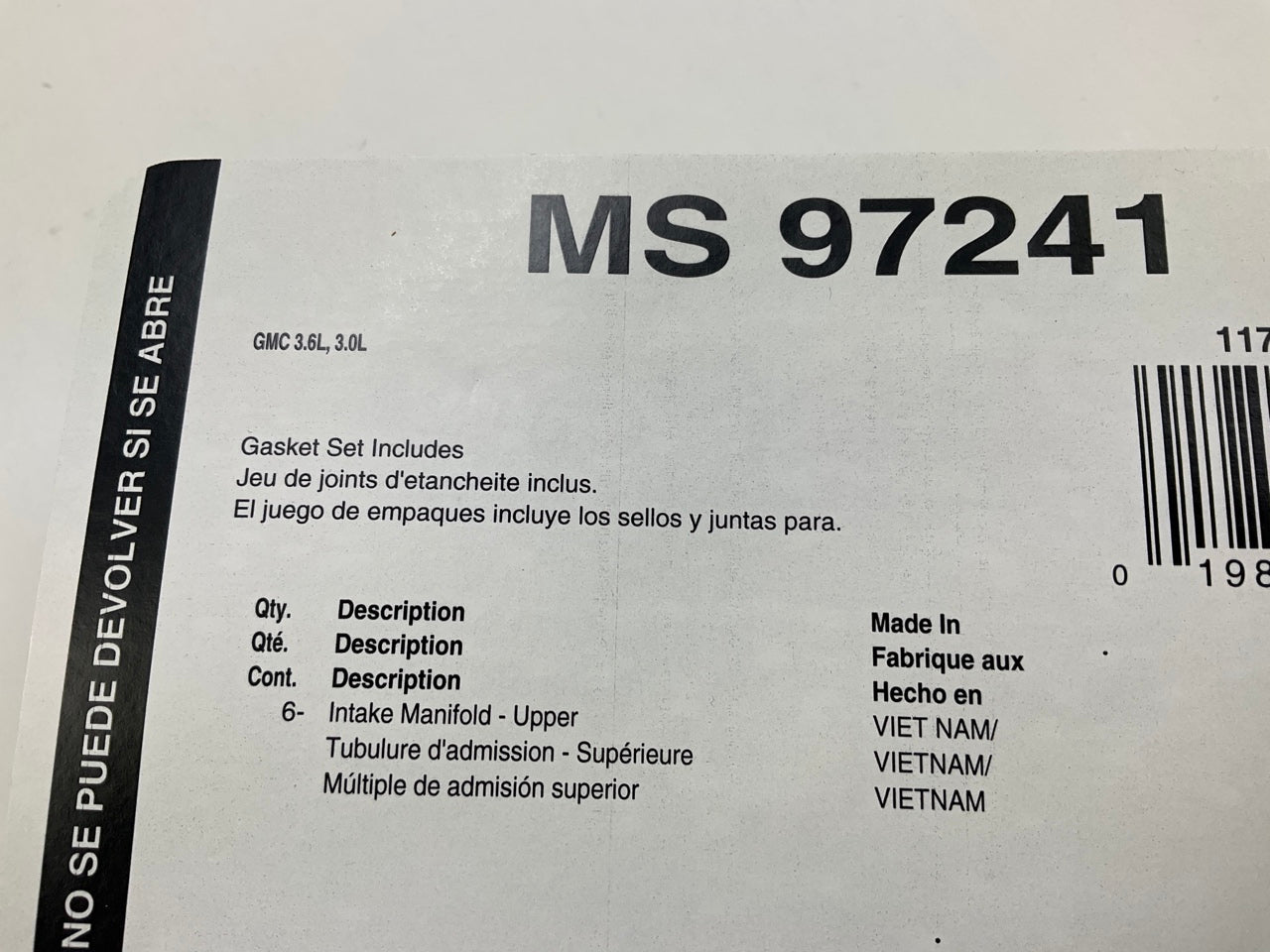 FEL-PRO MS97241 Fuel Injection Plenum Upper Gasket Set - 10-13 GM 3.0L 3.6L V6