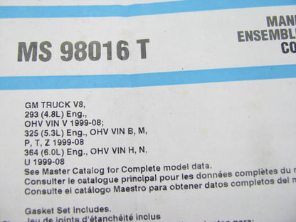 Fel-Pro MS98016T Intake Manifold Gasket Set - 99-13 Chevrolet GMC 5.3L 4.8L 6.0L