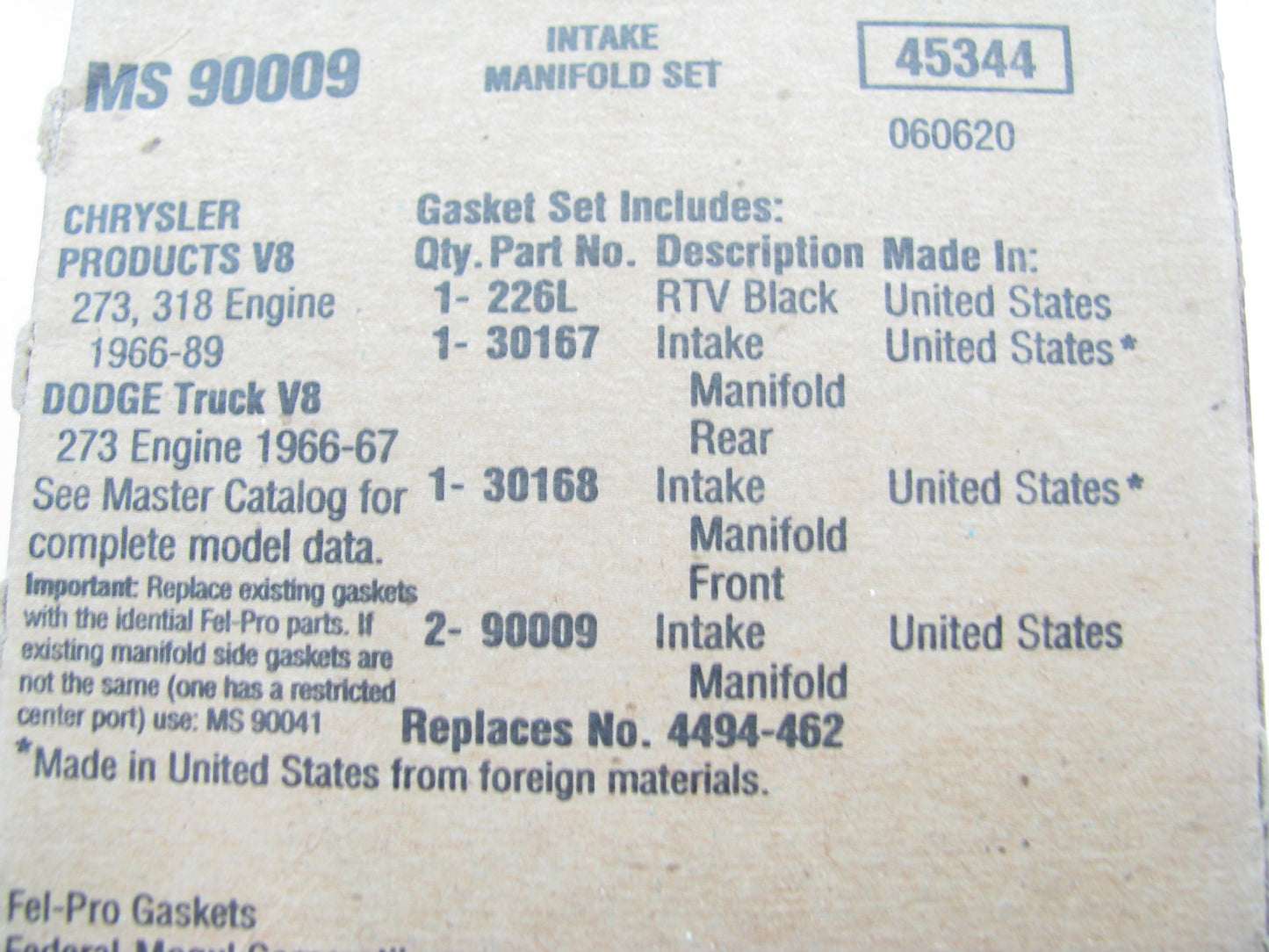 Fel-pro OS11701D Engine Oil Pan Gasket Set Ford FE Block V8