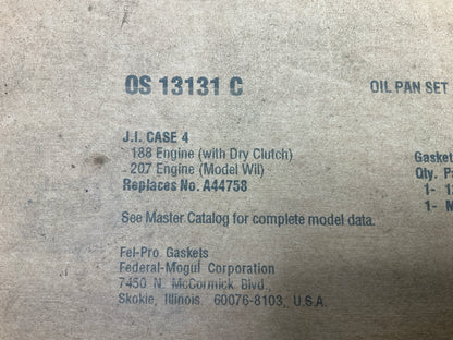 Fel-Pro OS13131C Engine Oil Pan Gasket For Case Tractor 188, 207