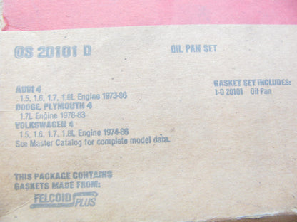 Fel-pro OS20101D Engine Oil Pan Gasket 1973-98 VW Audi 1.5L 1.6L 1.7L 1.8L 2.0L