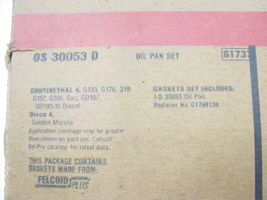 Fel-pro OS30053D Oil Pan Gasket Continental G193 G176 31B 157 205 GD157 GD193-10