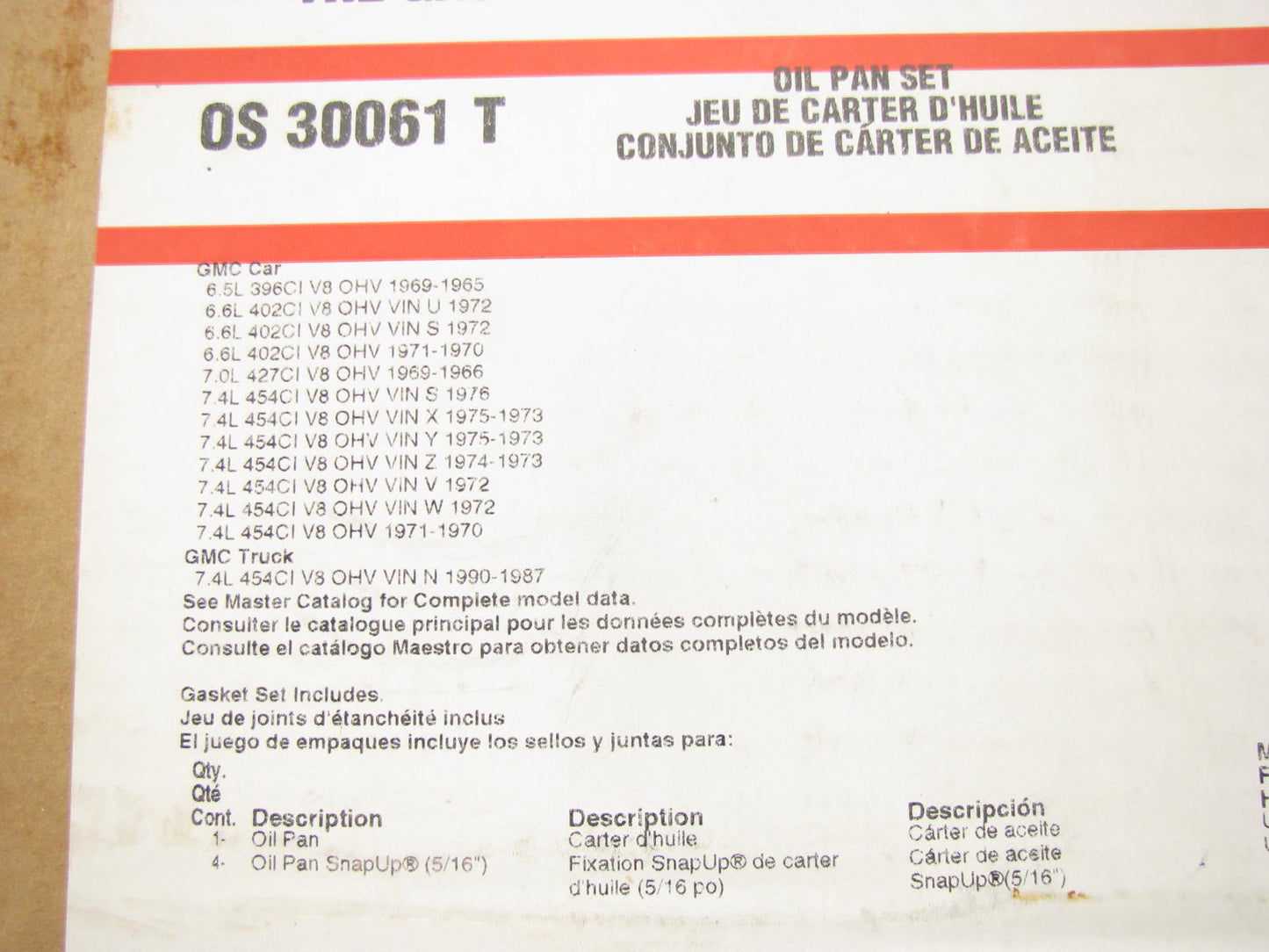 Fel-pro OS30061T Engine Oil Pan Gasket 1965-1990 Chevrolet BBC 396 402 427 454