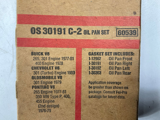 Fel-Pro OS30191C-2 Engine Oil Pan Gasket Set 76-81 Chevy Pontiac 265 301 350 400