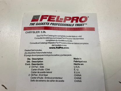 Fel-Pro OS30569C Engine Oil Pan Gasket Set For 1987-91 Dodge 239 3.9L V6