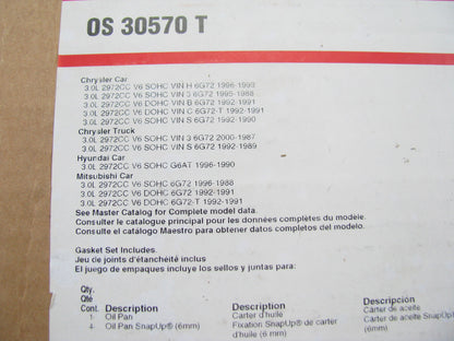 Fel-pro OS30570T Engine Oil Pan Gasket For 1987-00 Chrysler 3.0L V6