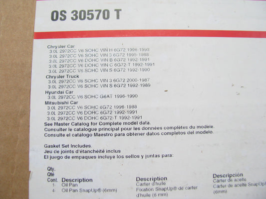 Fel-pro OS30570T Engine Oil Pan Gasket For 1987-00 Chrysler 3.0L V6