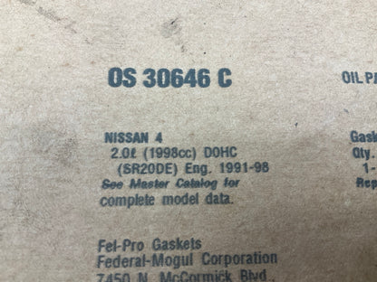Fel-pro OS30646C Engine Oil Pan Gasket For 91-99 Nissan 2.0L L4 DOHC