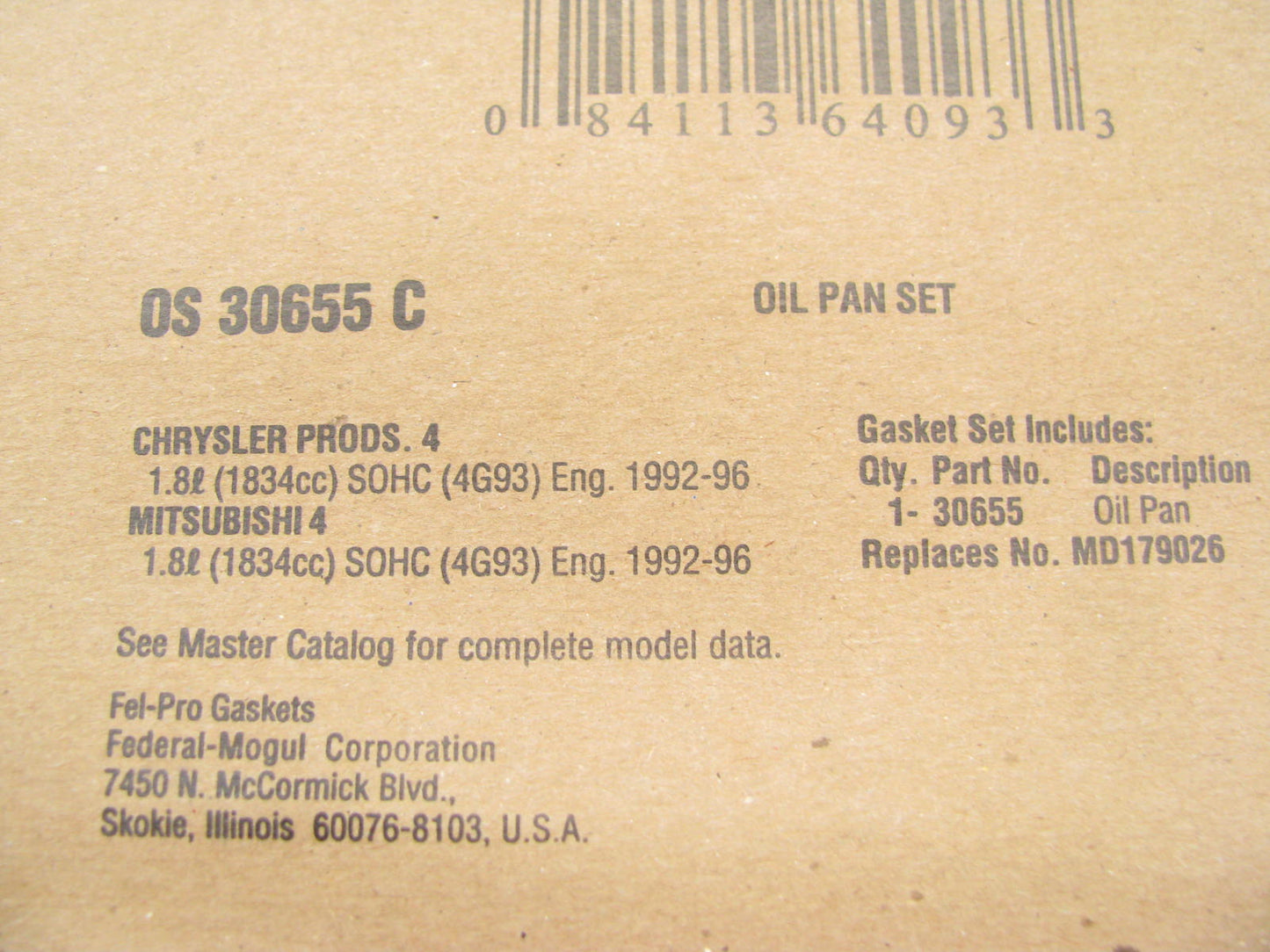 FEL PRO OS30655C Engine Oil Pan Gasket For 1992-1996 Mitsubishi Eagle 1.8L
