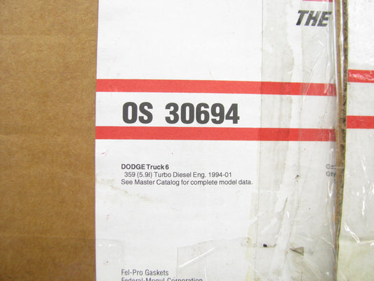 Fel-pro OS30694 Engine Oil Pan Gasket For 1994-2002 Ram W/ Cummins 5.9L DIESEL