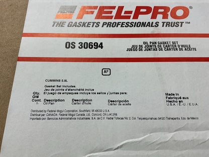 Fel-pro OS30694 Engine Oil Pan Gasket For 1994-2002 Ram W/ Cummins 5.9L DIESEL
