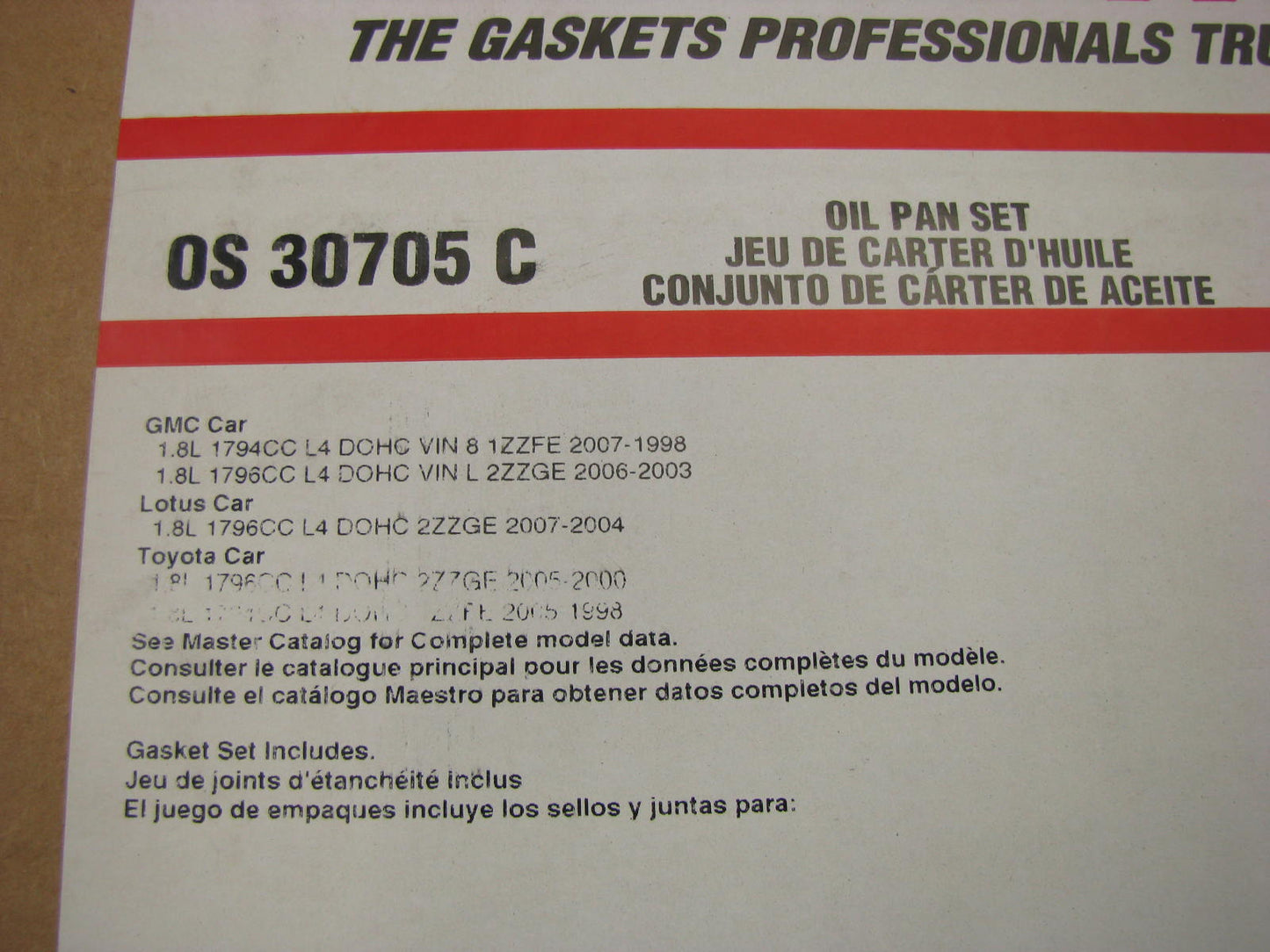 Fel-Pro OS30705C Engine Oil Pan Gasket 1998-02 Chevrolet 98-08 Toyota 1.8L 1ZZFE