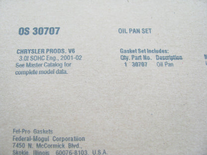 Fel-Pro OS30707 LOWER Engine Oil Pan Gasket For 1999-2005 Dodge 3.0L V6 SOHC