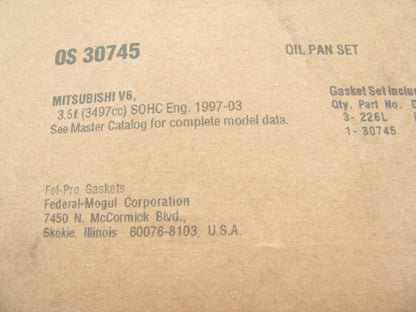 Fel-pro OS30745 Engine Oil Pan Gasket for 1997-2004 Mitsubishi Diamante 3.5L