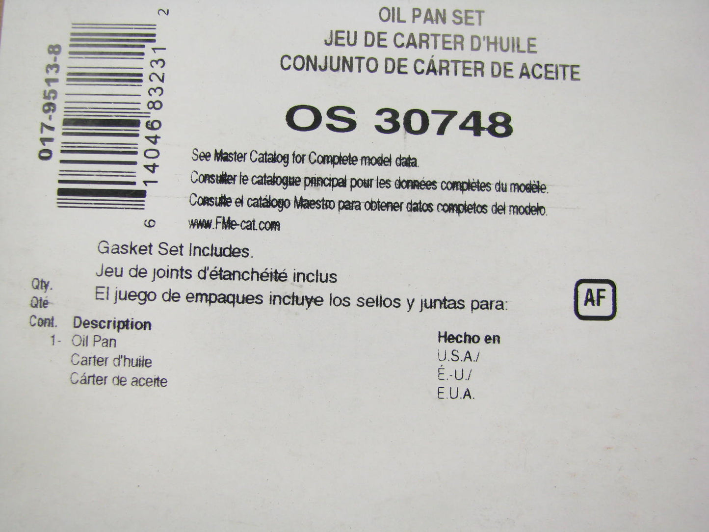 FEL-PRO OS30748 Engine Oil Pan Gasket 2001-10 GM Truck 6.6L Turbo Diesel OHV V8