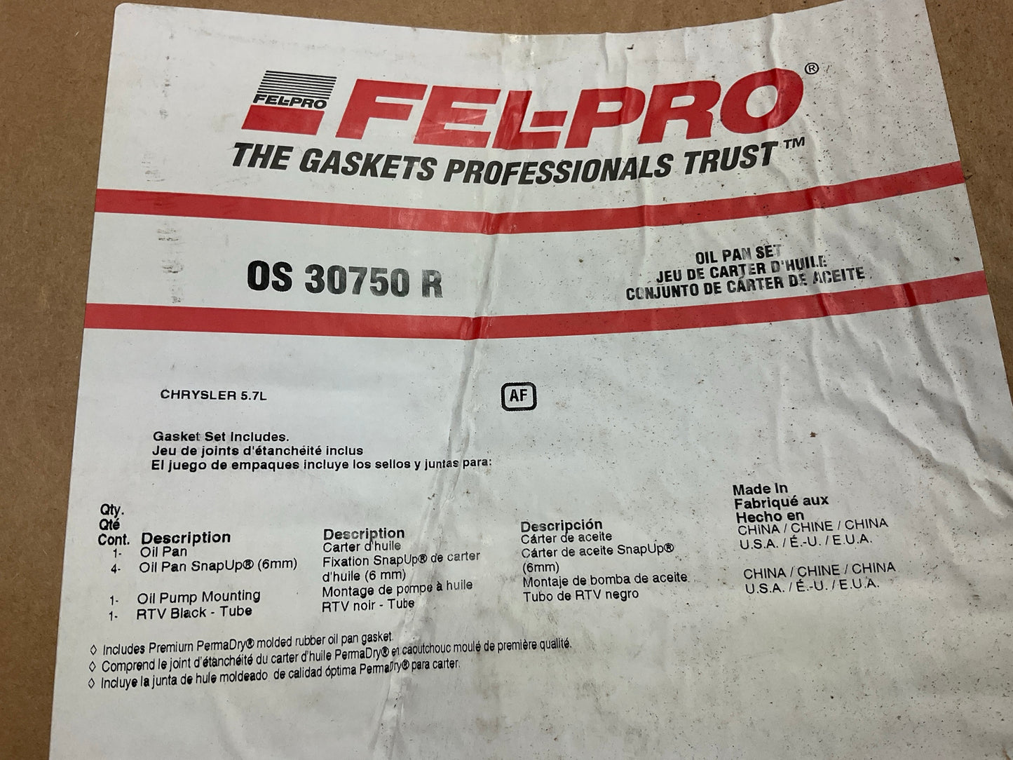 Missing Hardware FEL-PRO Oil Pan Gasket For 2003-2016 Dodge RAM 5.7L V8 HEMI