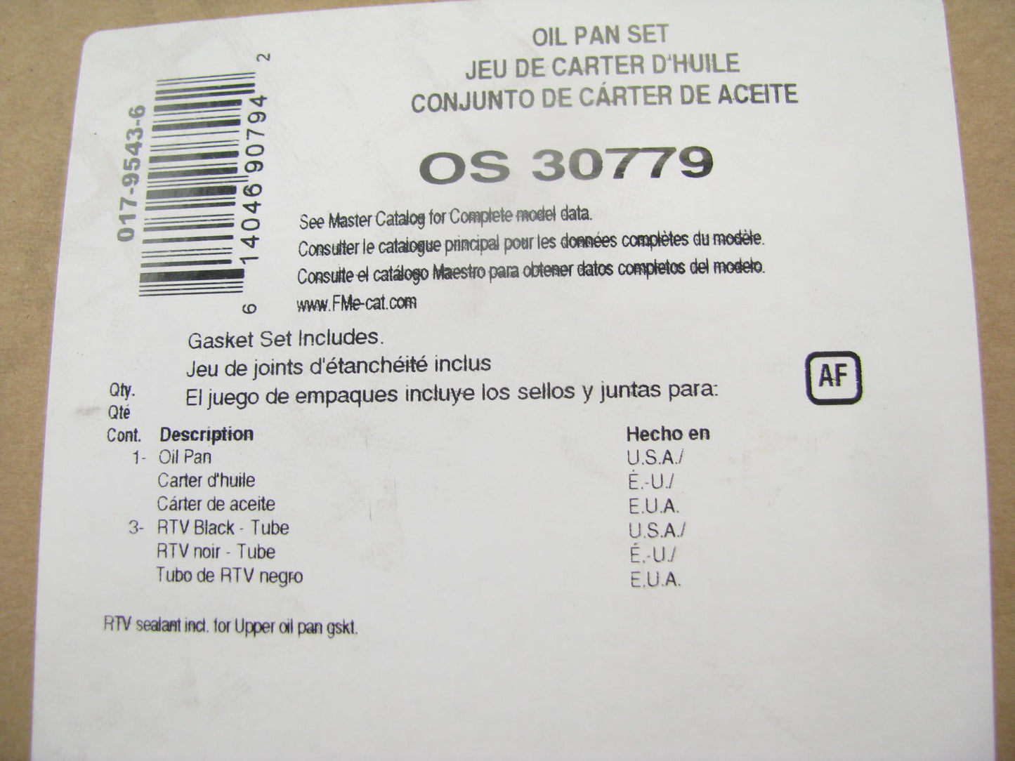 Fel-pro OS30779 Engine Oil Pan Gasket - 1997-2005 Audi VW 2.8L V6