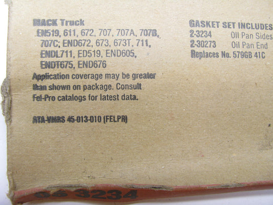 Fel-pro OS3234 Engine Oil Pan Gasket For Various MACK Truck EN, END