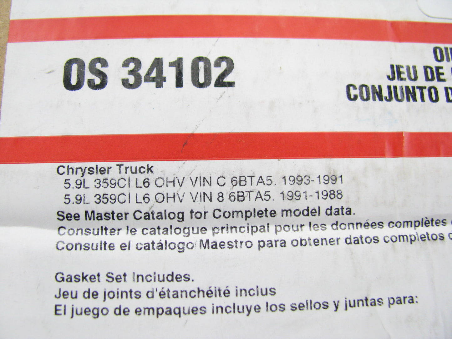 Fel-pro OS34102 Engine Oil Pan Gasket For 1989-1993 Dodge 5.9L CUMMINS DIESEL